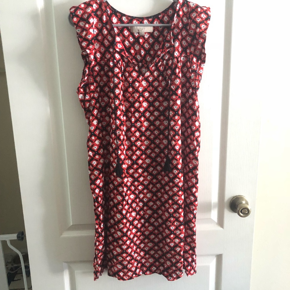 Loft Red Floral Dress